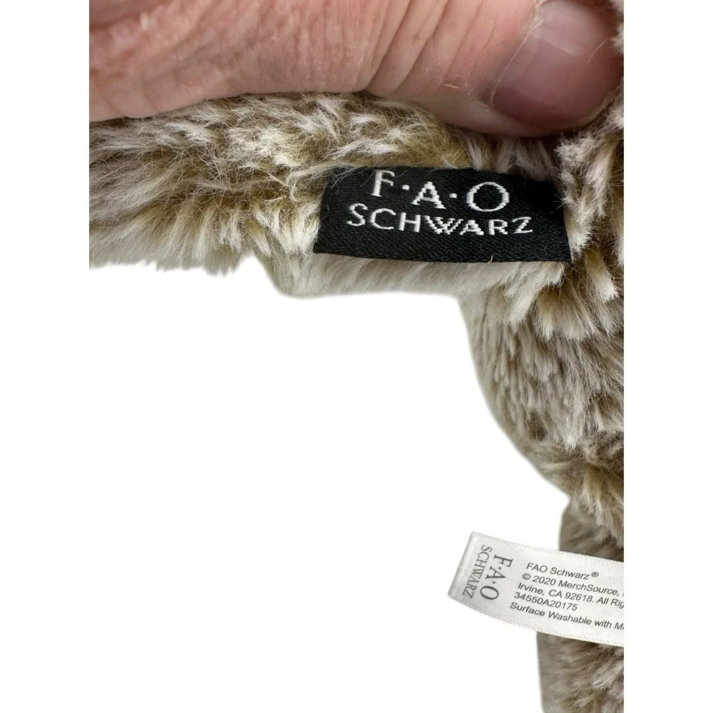 FAO Schwarz Teddy Bear Brown with‎ Red on Foot Plush Stuffed Animal 13